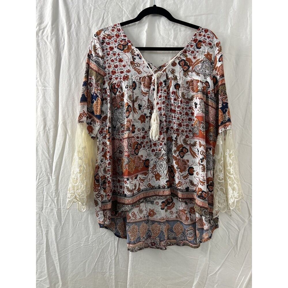 Tassels N Lace Boho‎ Floral Vintage Anthropology Peasant Lace Tunic Dress Size S